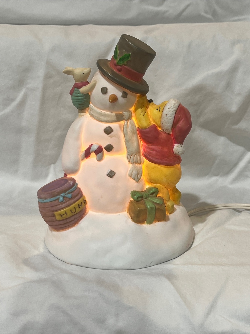 Disney Charpente Winnie the Pooh & Piglet Building A Snowman Night Light Lamp 7”
